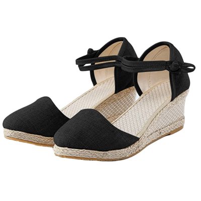 Ladmiple Women'S Platform & Wedge Sandals Size 5 Women's Summer Espadrilles Sandals Platform Sandals Wedge Ankle Strap Open Toe Sandals