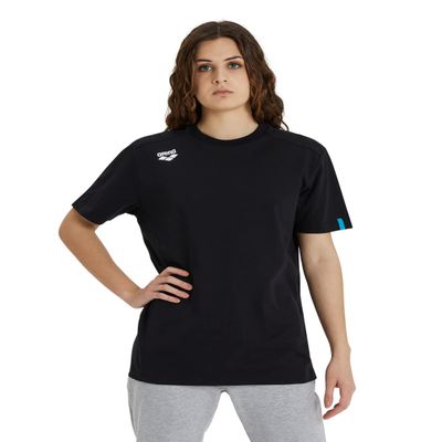 ARENA Team Unisex Panel Cotton T-Shirt Short Sleeve Crew Neck Regular Fit Workout Top Men's and Women's Active Tee, Black, Small