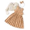 HINTINA 18 Month Infant Toddler Baby Girls Dress With Cardigan Floral Flower Print Sleeveless Dress and Long Sleeve Waffle Cardigan Set Fall Winter Outfits 18-24 Months view 1