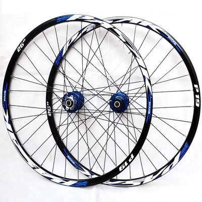 ZECHAO 26/27.5/29In Bike Wheelset,Double Wall Mountain Rim Disc Brake Ultralight Carbon Fiber Quick Release 32H 7-11 Speed Wheelset (Color : Blue, Size : 29inch)
