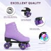 Hurber Women Roller Skates High-Top Double-Row PU Leather Outdooer Roller Skates for Girls (Purple Flashing Wheel,38 - US:8) view 4
