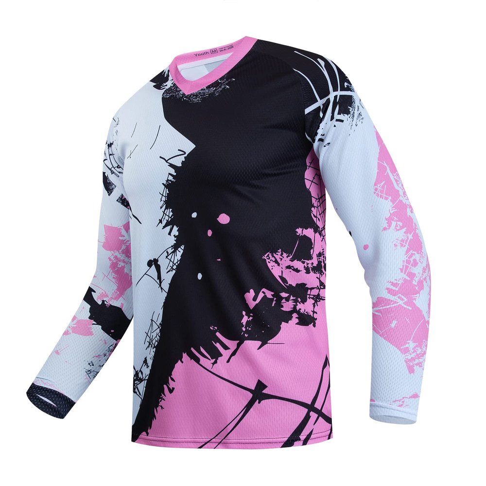 Child Element Racewear powersports Jerseys Cycling MTB Bicycle Mountain Bike Jersey Shirt for Youth Pink