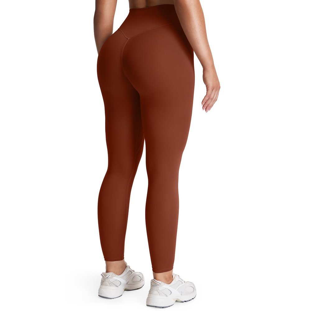 Aoxjox High Waisted Workout Leggings for Women Tummy Control Buttery Soft Yoga Metamorph Deep V Pants 26" (Cherry Mahogany, Large)