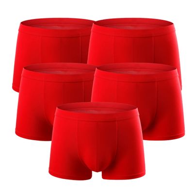 Men'S Cotton Classic Multipack Boxer Briefs Underwear Breathable Soft 5 Pack Comft Underpants Boxers Trunks (Red-5PC,6X-Large)