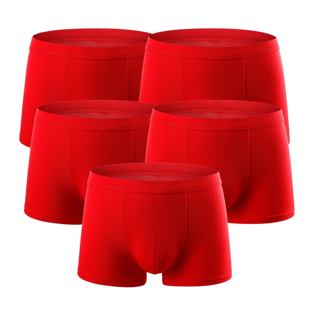 Men'S Cotton Classic Multipack Boxer Briefs Underwear Breathable Soft 5 Pack Comft Underpants Boxers Trunks (Red-5PC,6X-Large)