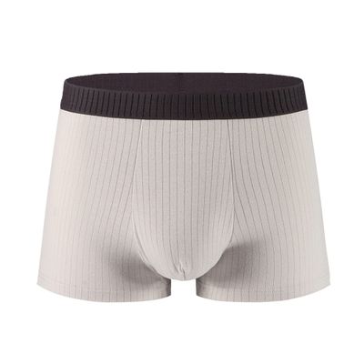 JEsilunmaMY Mens Moisture-Wicking Stripe Boxer Trunks Stretch Cotton Boxer Briefs with Pouch Comfortable Breathable Underwear (Grey-1PC,5X-Large)