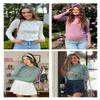 Arach&Cloz Womens Spring Tops 2024 Fashion Long Sleeve Shirt Crew Neck Lightweight Knit Pullover Sweater Blouse Clothes Black view 2