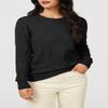 Arach&Cloz Womens Spring Tops 2024 Fashion Long Sleeve Shirt Crew Neck Lightweight Knit Pullover Sweater Blouse Clothes Black view 3