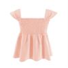 Bingerlily Girls Summer Casual Tops Square Neck T Shirts Cute Smocked Top Tees Pink view 2