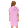 Kids Zip Up Terrys Hooded Cover ups Swim Beach Cover Up Cotton Summer Short Sleeve Bathing Suit for (Pink, 3-4 Years) view 3