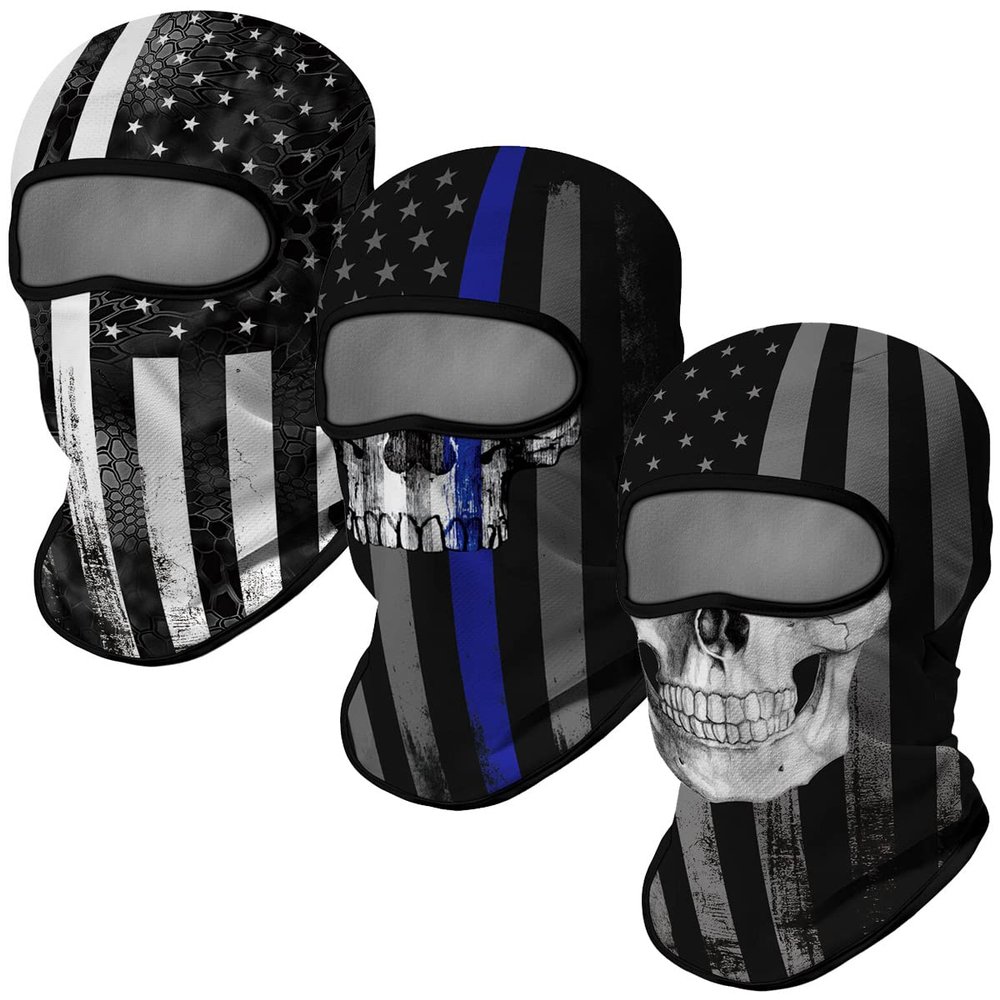 Red Plume 3PCS Balaclava Full Face Mask Ski Mask UV Protection Cover Motorcycle Full Face Mask for Men Women Outdoor Sports