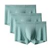 JEsilunmaMY Mens Jacquard Boxer Briefs Mid Waist Ice Silk Seamless Boxer Trunks Solid Color Lightweight Breathable Underwear (Green-3PC,3X-Large) view 1
