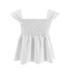 Bingerlily Girls Summer Casual Tops Square Neck T Shirts Cute Smocked Top Tees White view 2