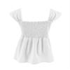 Bingerlily Girls Summer Casual Tops Square Neck T Shirts Cute Smocked Top Tees White view 3
