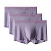 JEsilunmaMY Mens Jacquard Boxer Briefs Mid Waist Ice Silk Seamless Boxer Trunks Solid Color Lightweight Breathable Underwear (Purple-3PC,X-Large) view 1