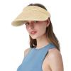 Croogo Women Summer Sun Hat Lady's Portable Beach Visor Straw Hat Ponytail Beach Hats for Travel Beach Shopping,Beige-KD10 view 1