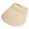 Croogo Women Summer Sun Hat Lady's Portable Beach Visor Straw Hat Ponytail Beach Hats for Travel Beach Shopping,Beige-KD10 view 4