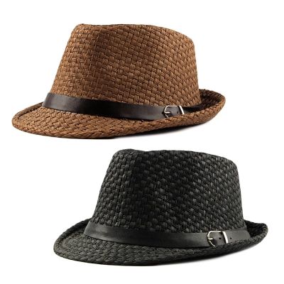 2 Pack Fedora Hat for Men Women Trilby Hat Panama Sun Jazz Cap Straw Hat