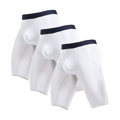 JEsilunmaMY Mens Anti-Chafing Long Boxer Briefs Summer Ice Silk Athletic Compression Underwear Quick-Drying Sport Boxer Brief (White-3PC,Large)
