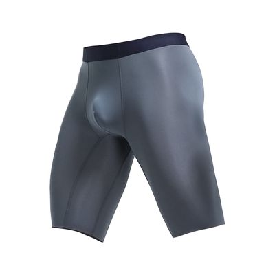 JEsilunmaMY Mens Anti-Chafing Long Boxer Briefs Summer Ice Silk Athletic Compression Underwear Quick-Drying Sport Boxer Brief (Grey-1PC,XX-Large)