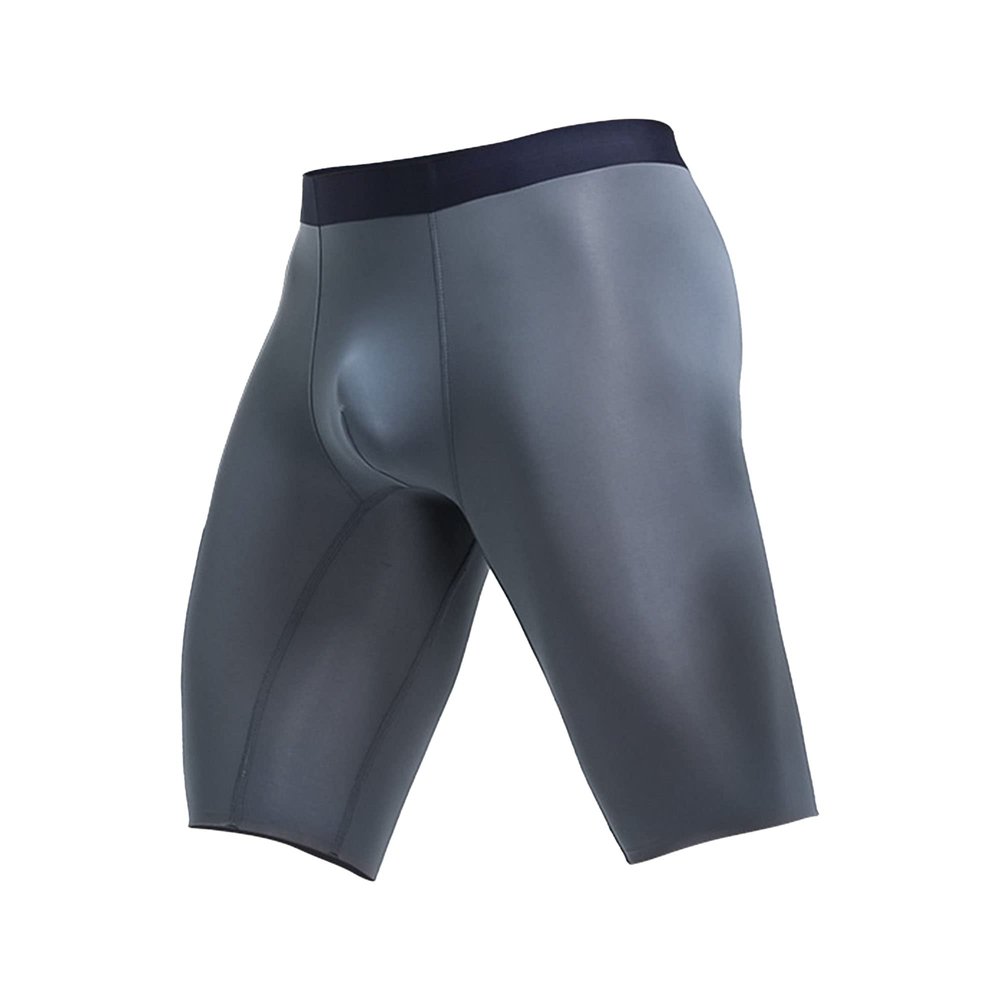 JEsilunmaMY Mens Anti-Chafing Long Boxer Briefs Summer Ice Silk Athletic Compression Underwear Quick-Drying Sport Boxer Brief (Grey-1PC,XX-Large)