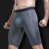 JEsilunmaMY Mens Anti-Chafing Long Boxer Briefs Summer Ice Silk Athletic Compression Underwear Quick-Drying Sport Boxer Brief (Grey-1PC,XX-Large) view 3