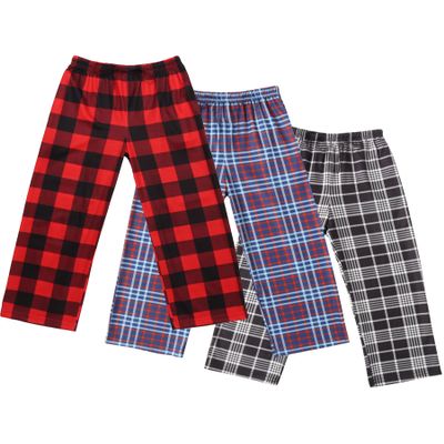 Ekouaer Boys 3 Pack Pajama Pants Soft Elastic Waist Kids Pajama Bottoms Plaid Lounge Pants with 2 Pockets
