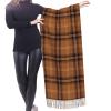 LMNSWDA Orange and Brown Rustic Plaid Pattern Women's Fashion Cashmere Feel with Tassel Large scarf warm party shawl Wraps view 2