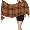 LMNSWDA Orange and Brown Rustic Plaid Pattern Women's Fashion Cashmere Feel with Tassel Large scarf warm party shawl Wraps view 3