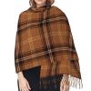 LMNSWDA Orange and Brown Rustic Plaid Pattern Women's Fashion Cashmere Feel with Tassel Large scarf warm party shawl Wraps view 4