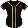 DIGITMON Women's Baseball Softball Jersey Button Down Premium Hip Hop T Shirts Uniform BLACKYELLOW, X-Small view 2