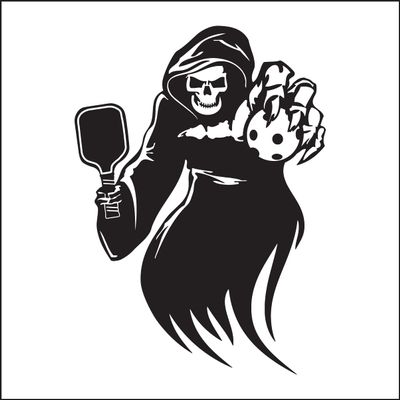 Eyecandy Decals Pickleball Grim Reaper 6" Black Decal Sticker