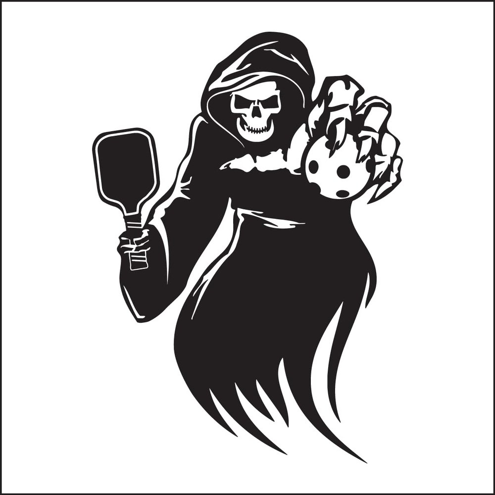 Eyecandy Decals Pickleball Grim Reaper 6" Black Decal Sticker