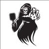 Eyecandy Decals Pickleball Grim Reaper 6" Black Decal Sticker view 1
