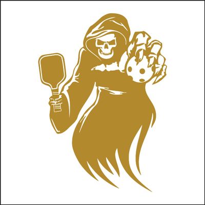Eyecandy Decals Pickleball Grim Reaper 6" Gold Decal Sticker