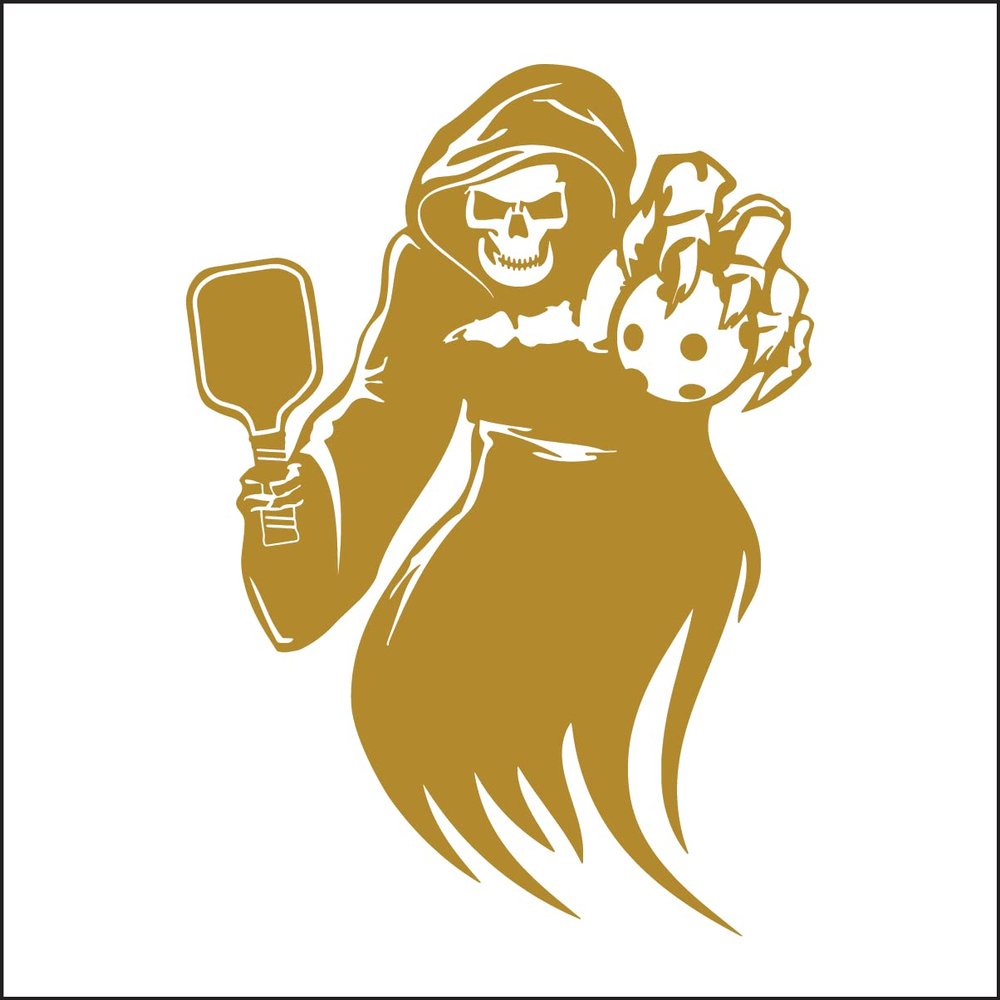 Eyecandy Decals Pickleball Grim Reaper 6" Gold Decal Sticker
