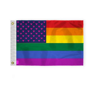 AGAS New Old Glory Triangles Pride Boat Nautical Flag 12x18 Inch - Printed 200D Nylon - Brass Grommets Fade Proof Vivid Colors - Small Old Glory Triangles flag for Bike Car