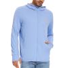 Men's Quick Dry Light Running Jacket Zip Up Sun Protection Hoodie Long Sleeve UV Fishing Shirts Zip Pockets Blue L view 1