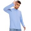 Men's Quick Dry Light Running Jacket Zip Up Sun Protection Hoodie Long Sleeve UV Fishing Shirts Zip Pockets Blue L view 3