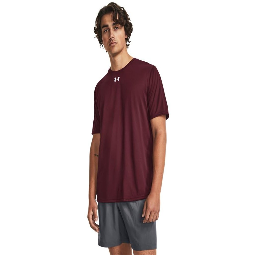 Under Armour Team Tech Mens Short Sleeve T-Shirt 3XL Maroon-White