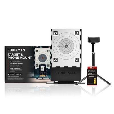 Strikeman .40 S&W Dry-Fire Laser Training System - Great for Target Shooting Practice with Pistols - Kit Includes Access to Updated App (No Subscription Needed), Cartridge, Target & Phone Holder