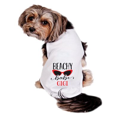 Beach Babe Dog Shirt, Summer Dog Shirt, Beach Outfit for Dogs, Personalized Dog Shirt, Clothes for Pets (XXS- 2-4 lbs)