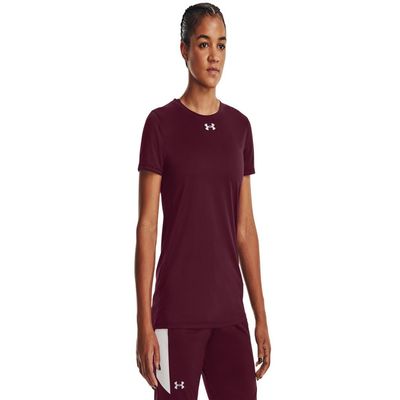 Under Armour Team Tech Womens Short Sleeve T-Shirt XL Maroon-White