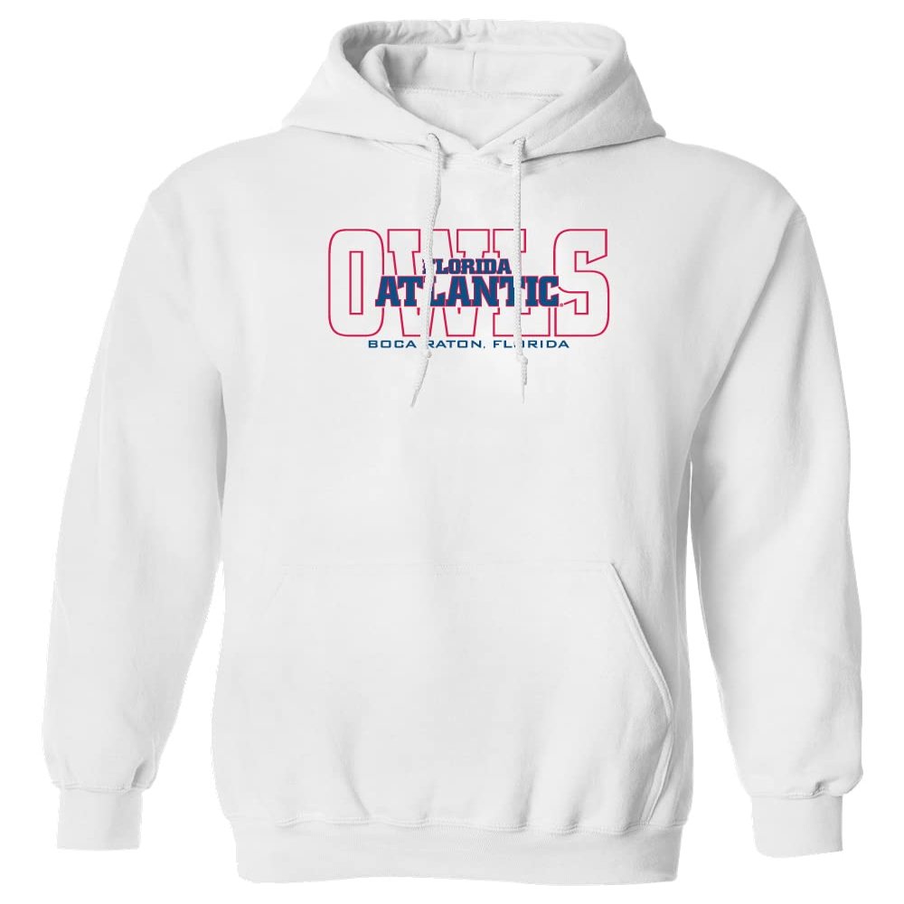 CornBorn Florida Atlantic Owls Apparel Men Sweatshirt - Hooded FAU Owls Background - White - XL