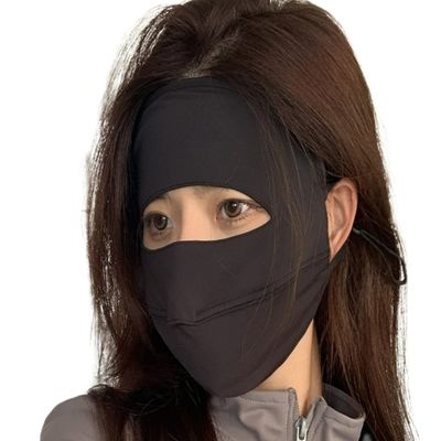 kiobrvhe Face UV Face Covering UPF 50+ Women Sun Protection Face Mask Washable Reusable for Running Outdoors (Black,US,Alpha,Medium,Regular,Regular)