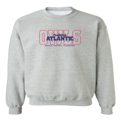 CornBorn Florida Atlantic Owls Sweat Shirt - Crewneck Fleece FAU Owls Background - Gray - 3X