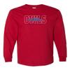 CornBorn Florida Atlantic Mens Tshirt - Long Sleeve FAU Owls Background - Red - XL view 1
