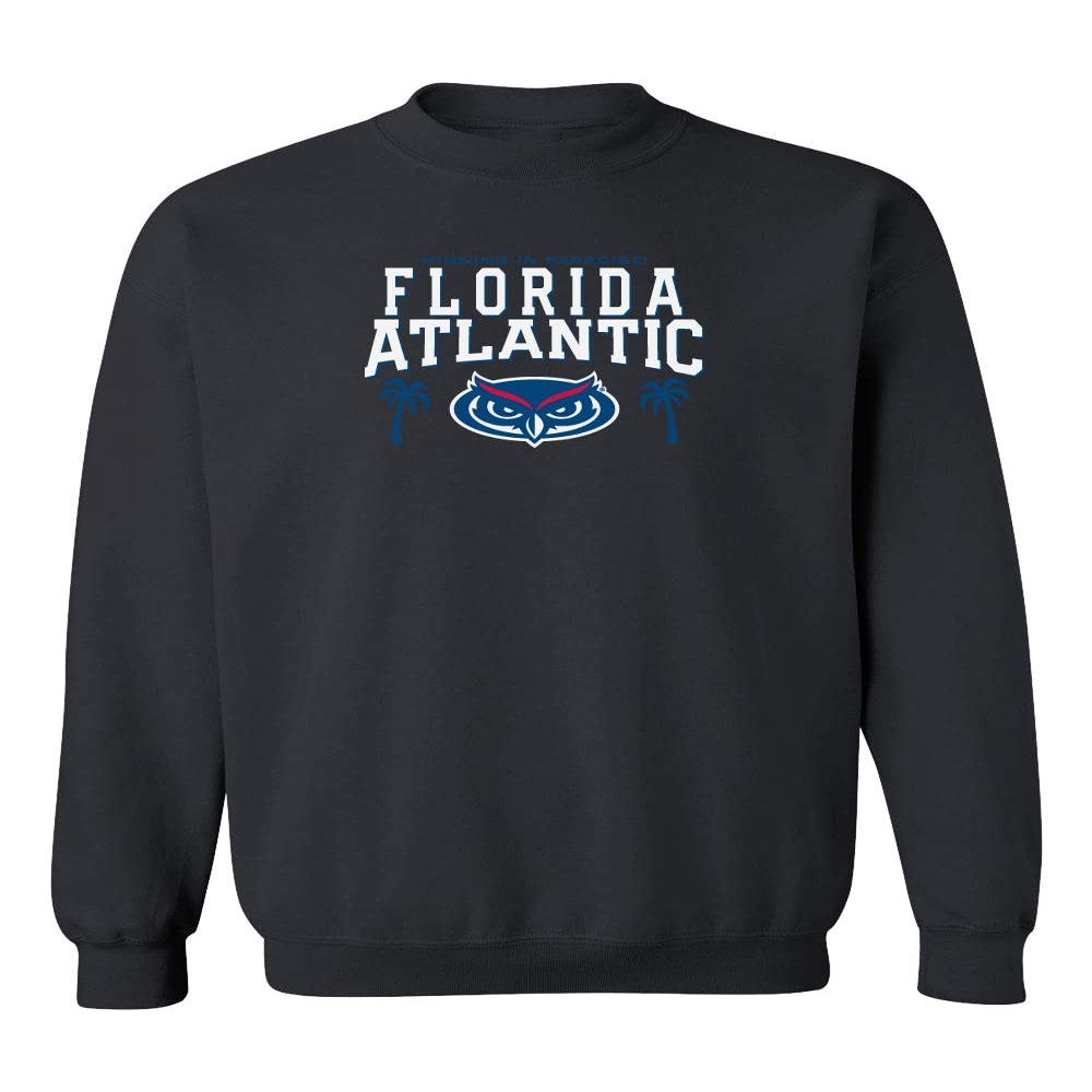 CornBorn Florida Atlantic Owls Apparel Men Sweatshirt - Crewneck FAU Owls Winning in Paradise - Black - XL