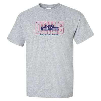 CornBorn FAU T Shirt Man - Florida Atlantic T Shirt - FAU Owls Background - Gray - 3X