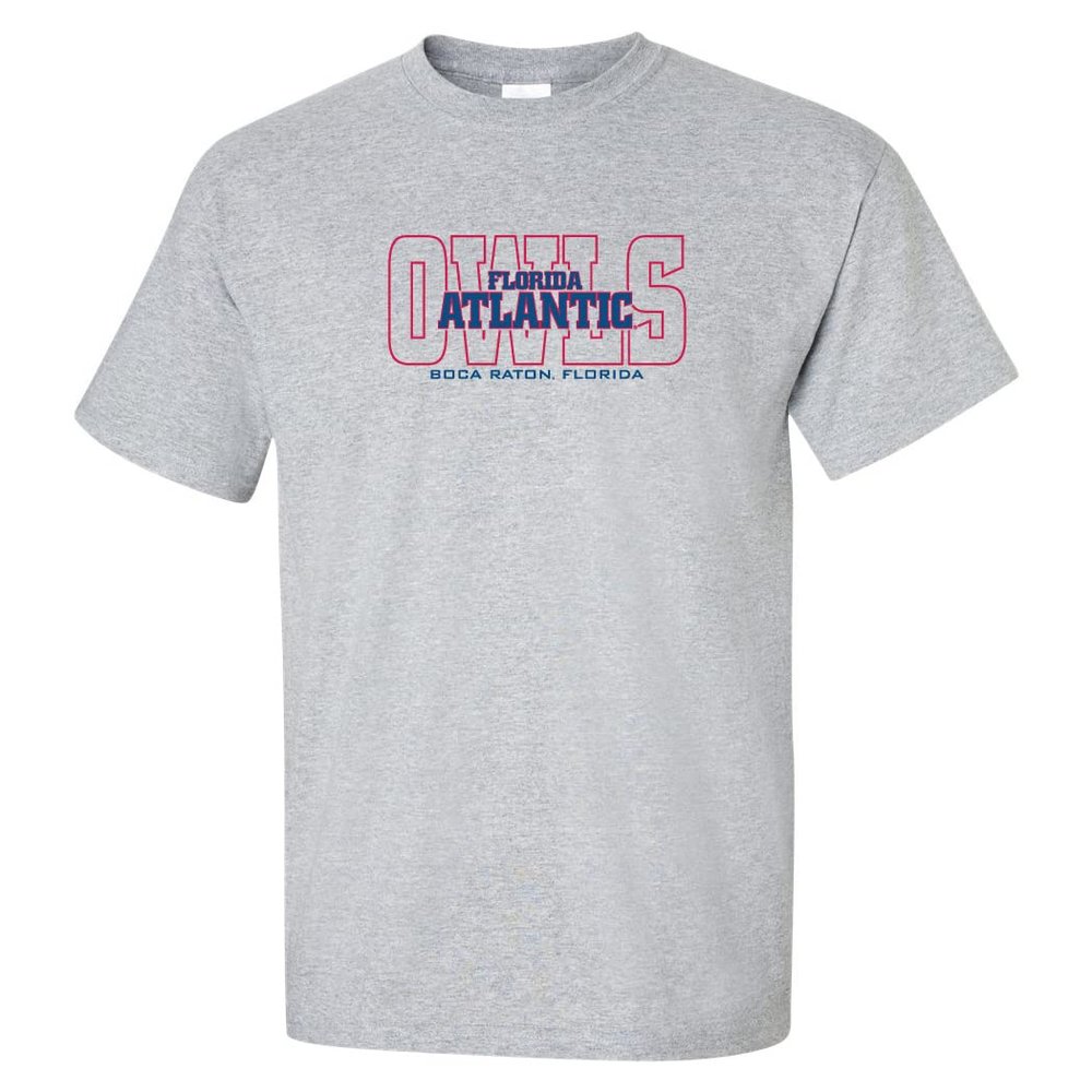 CornBorn FAU T Shirt Man - Florida Atlantic T Shirt - FAU Owls Background - Gray - 3X